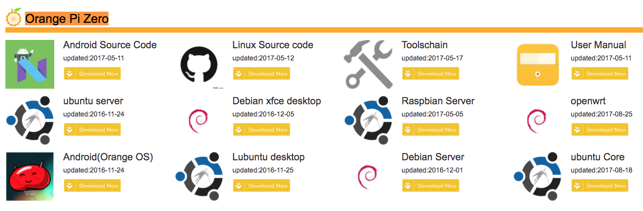 Список всех доступных операционных систем Orange Pi Zero