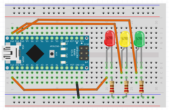 Светофор ардуино схема