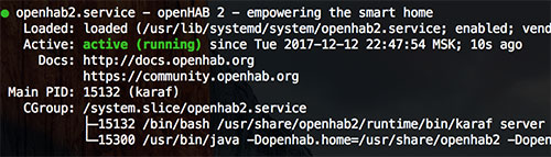 Успешный запуск системы OpenHAB2