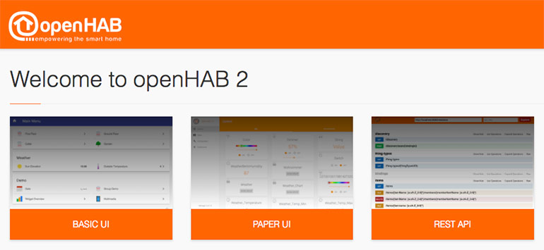 Стартовая страница OpenHAB2